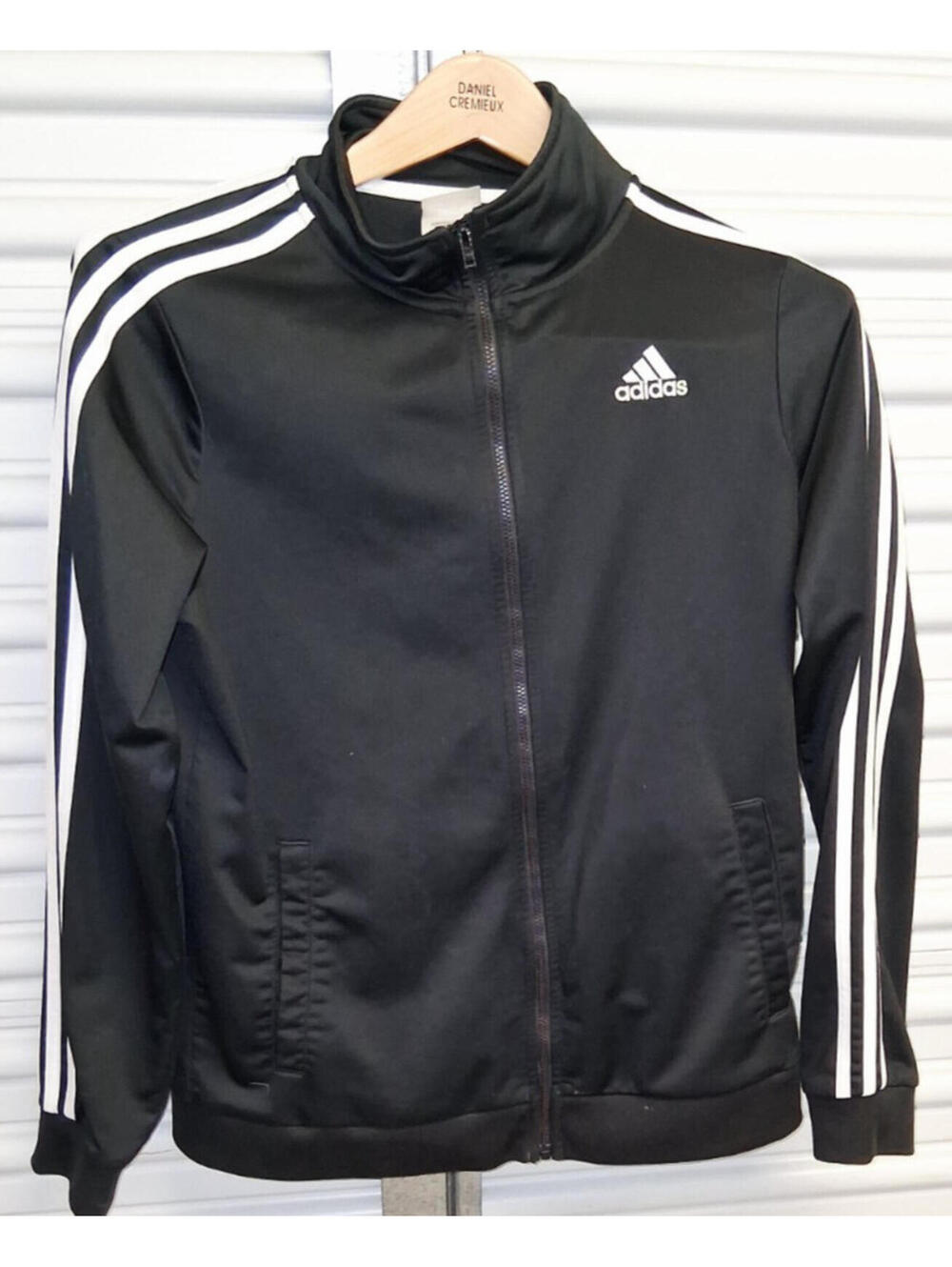 ADIDAS XL 18/20 ZIP ATHLETIC JACKET BLACK COAT WHITE TRENDY WINDBREAKER - Picture 4 of 6
